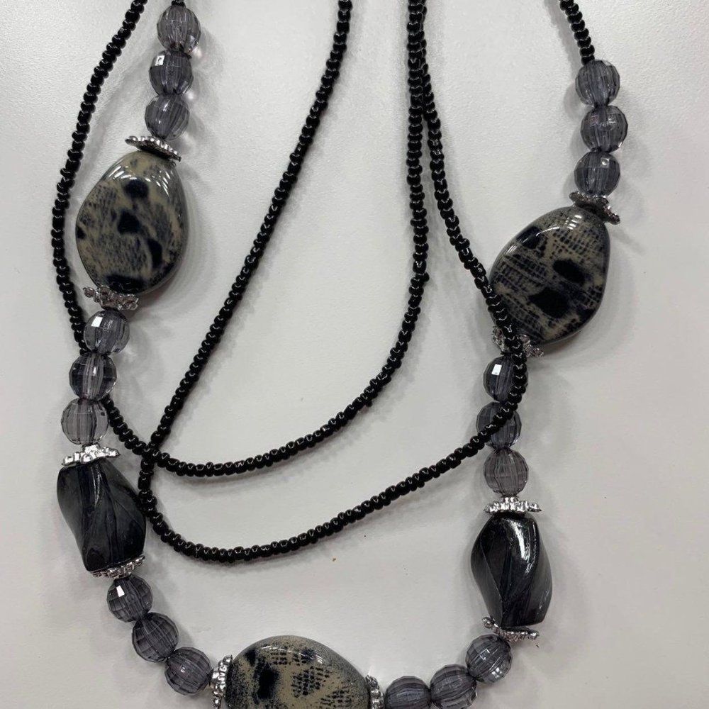 Grey And Black Costume Necklace